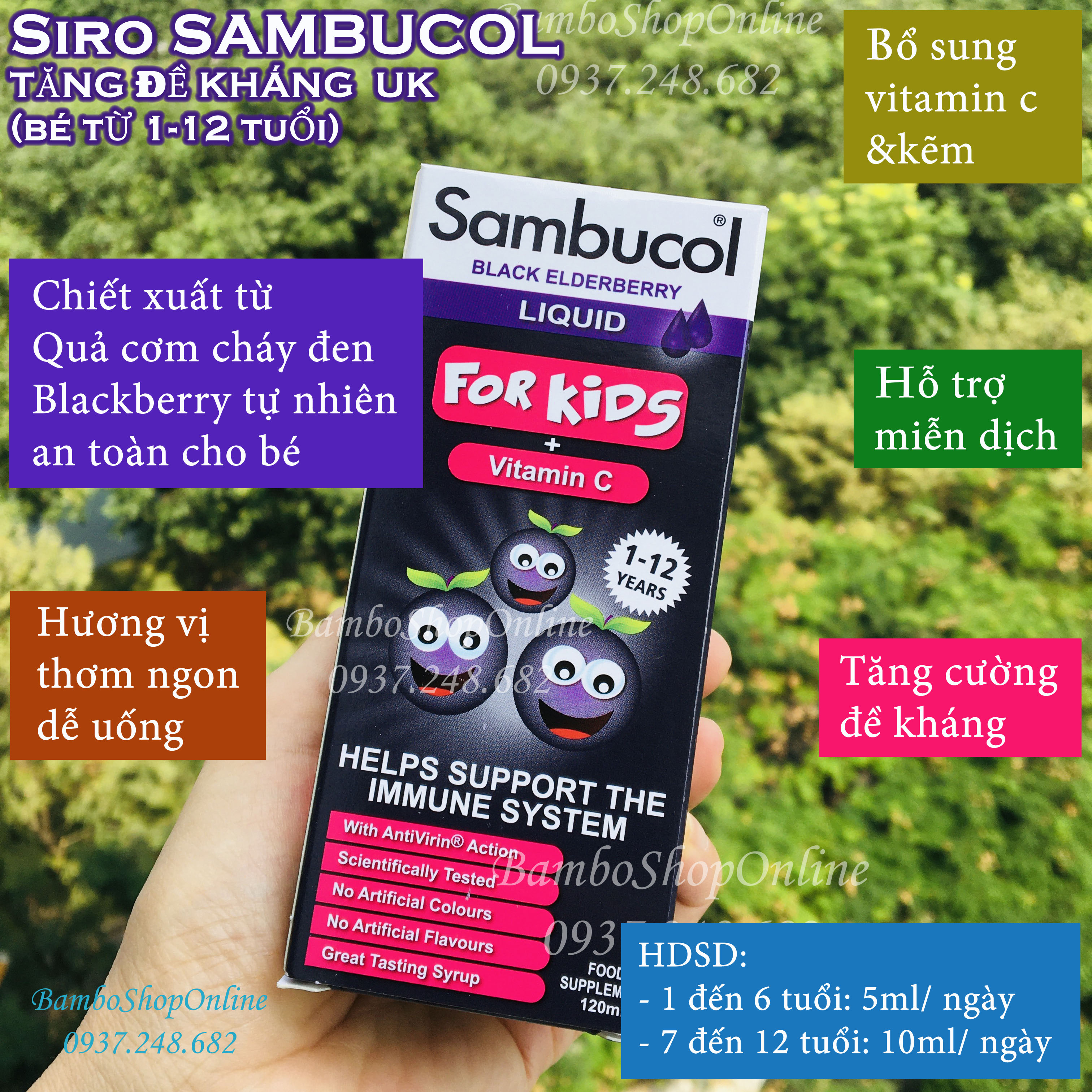 Siro tăng đề kháng sambucol 120ml uk . 20ml