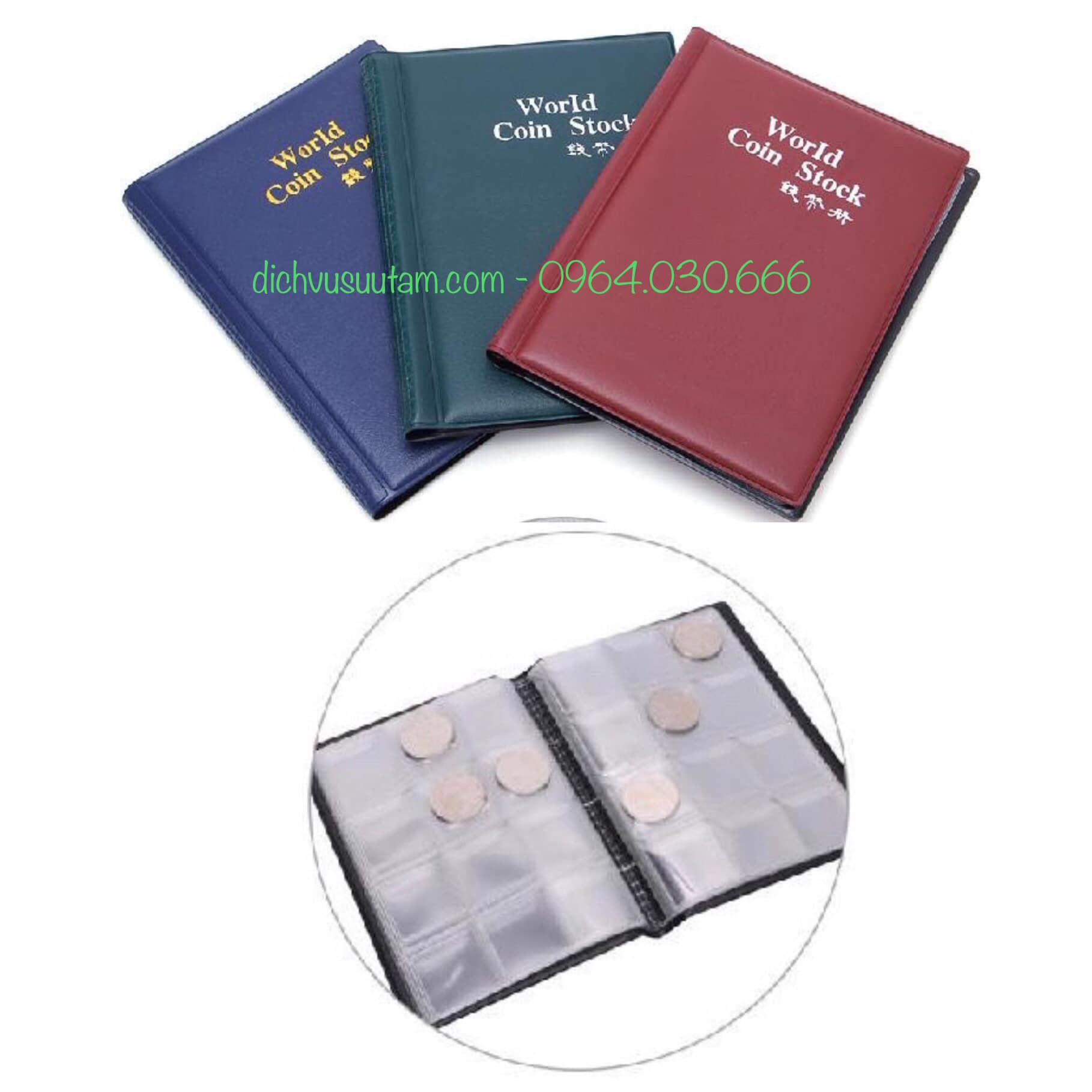 Album đựng xu Mini gồm 10 trang và 120 ô để đựng xu sưu tầm