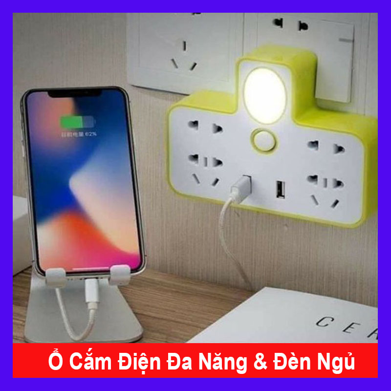 Ổ cắm điện đă năng kèm đèn ngủ có cổng sạc USB