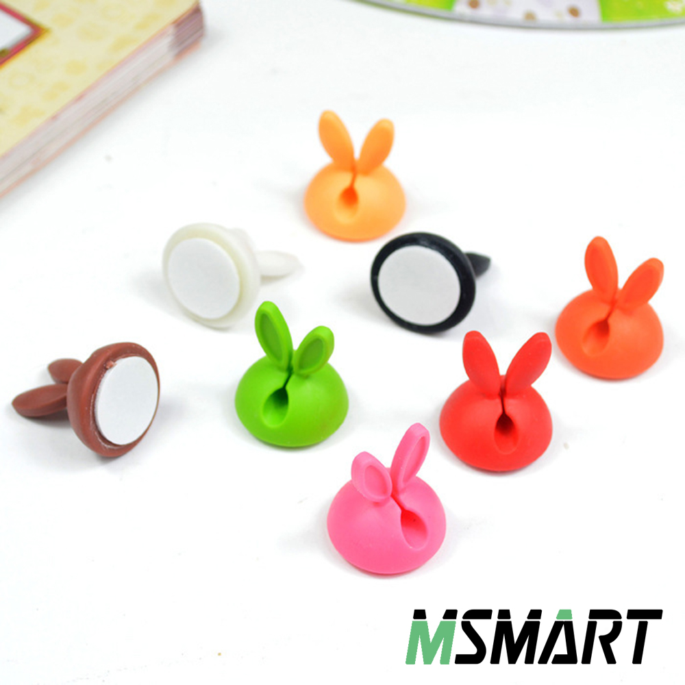 Giá đỡ kẹp dây sạc tai thỏ, móc cố định dây tai nghe, phụ kiện cố định cáp sạc các thiết bị điện tử trên bàn và ô tô