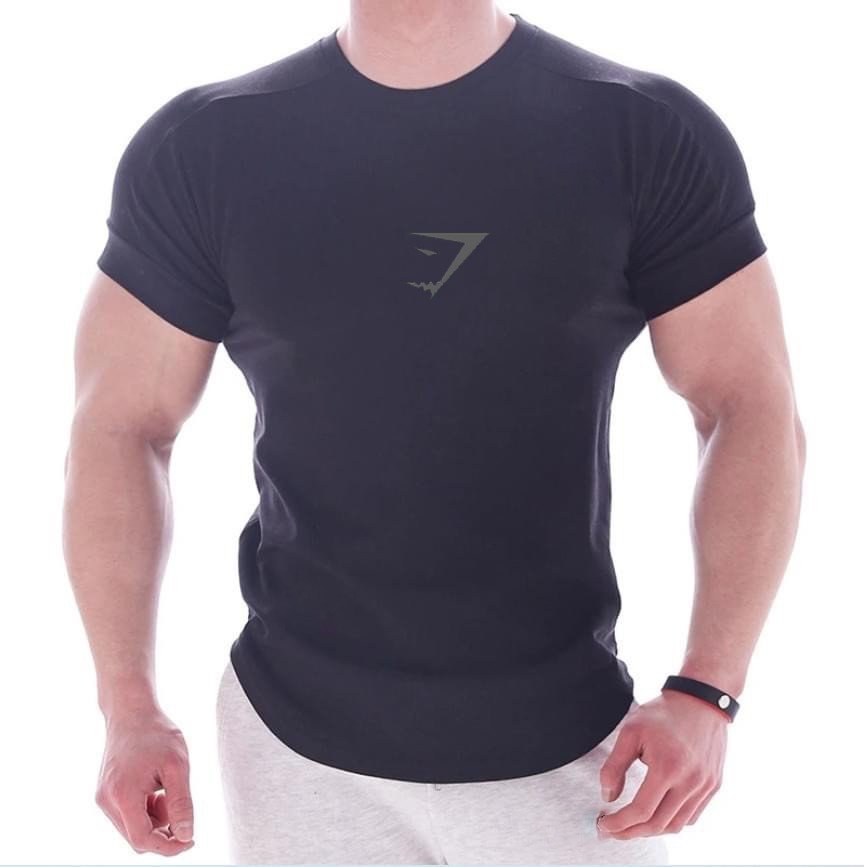 Áo thể thao thun lạnh, phối vai, bo tay, lai bầu, gym, logo Gym s.hark
