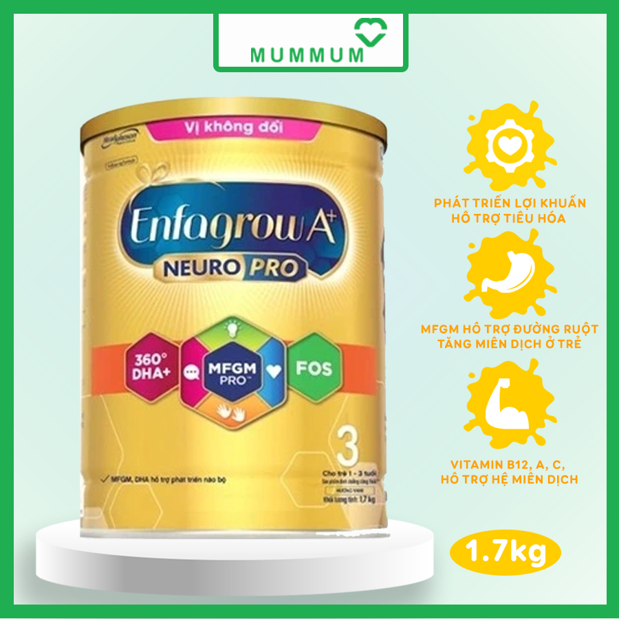 Sữa bột enfa grow a+ số 2/3/4 lon 1.7kg, vị nhạt cho trẻ 6 tháng - trên 2 tuổi