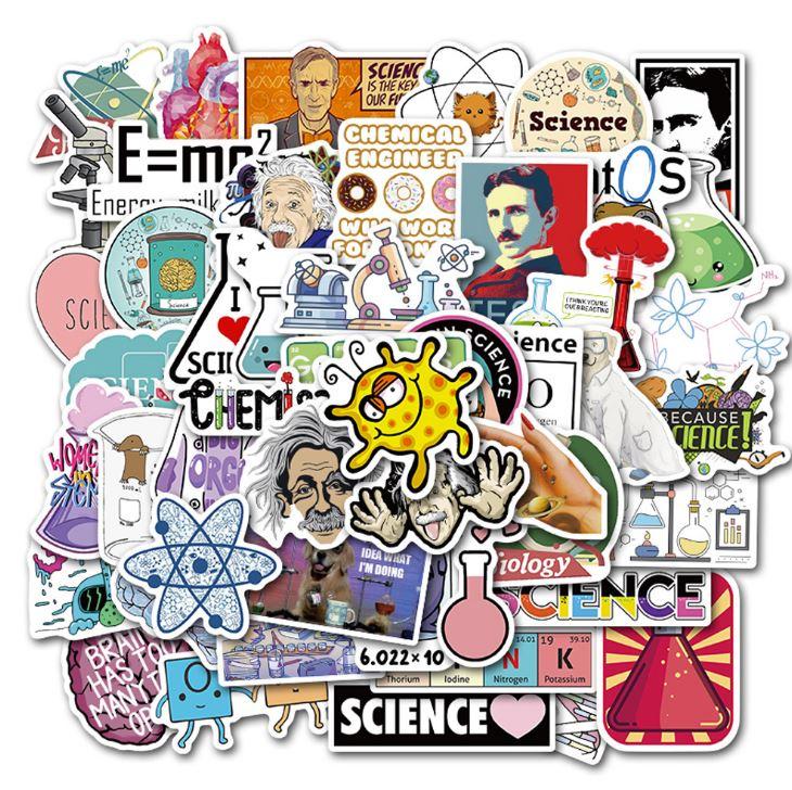 [HCM]Sticker KHOA HỌC nhựa PVC không thấm nước dán nón bảo hiểm laptop điện thoại Vali xe Cực COOL #35