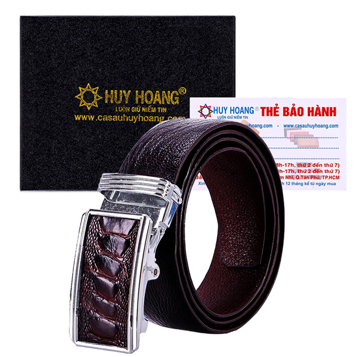 Dây nịt nam da đà điểu trơn 3,5P màu nâu đất TH4410
