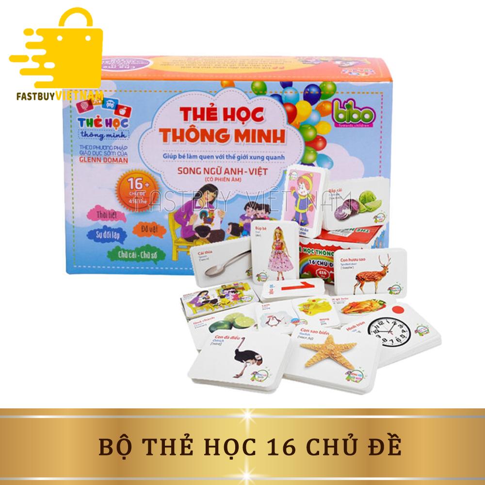Bộ Thẻ Học Song Ngữ Thông Minh Song Ngữ 16 Chủ Đề Cho Bé Từ 0-6 Tuổi