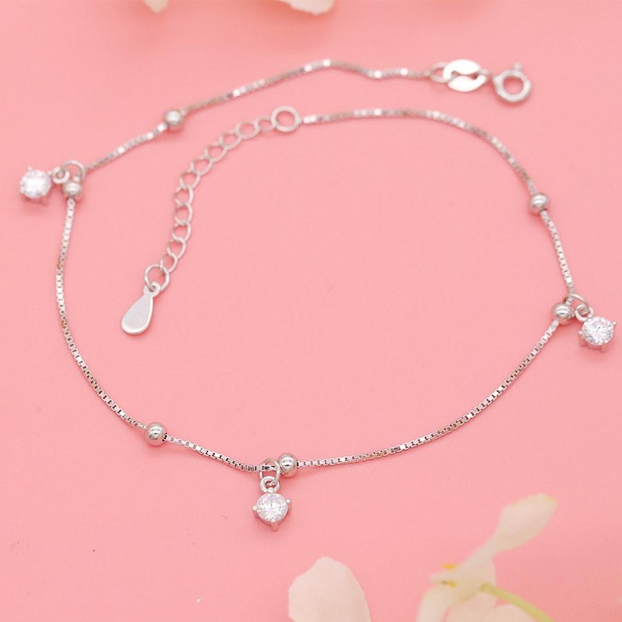 Lắc Chân Bạc Đính Đá Dễ Thương - Bảo Ngọc Jewelry