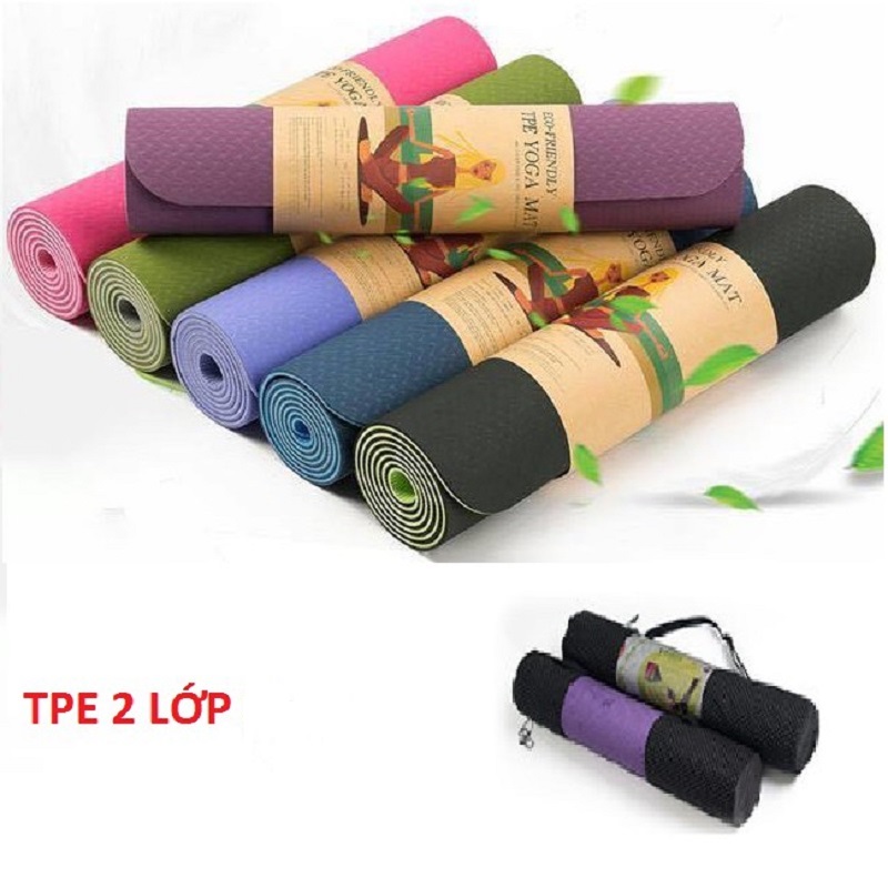 Thảm Tập Yoga Loại Dày 2 Lớp Siêu Bền Chống Thấm, Chống Trơn Trượt Sẵn 5 Màu, thảm tập gym thảm yoga, thảm tập gym thảm yoga chống trượt thảm tập yoga tại nhà