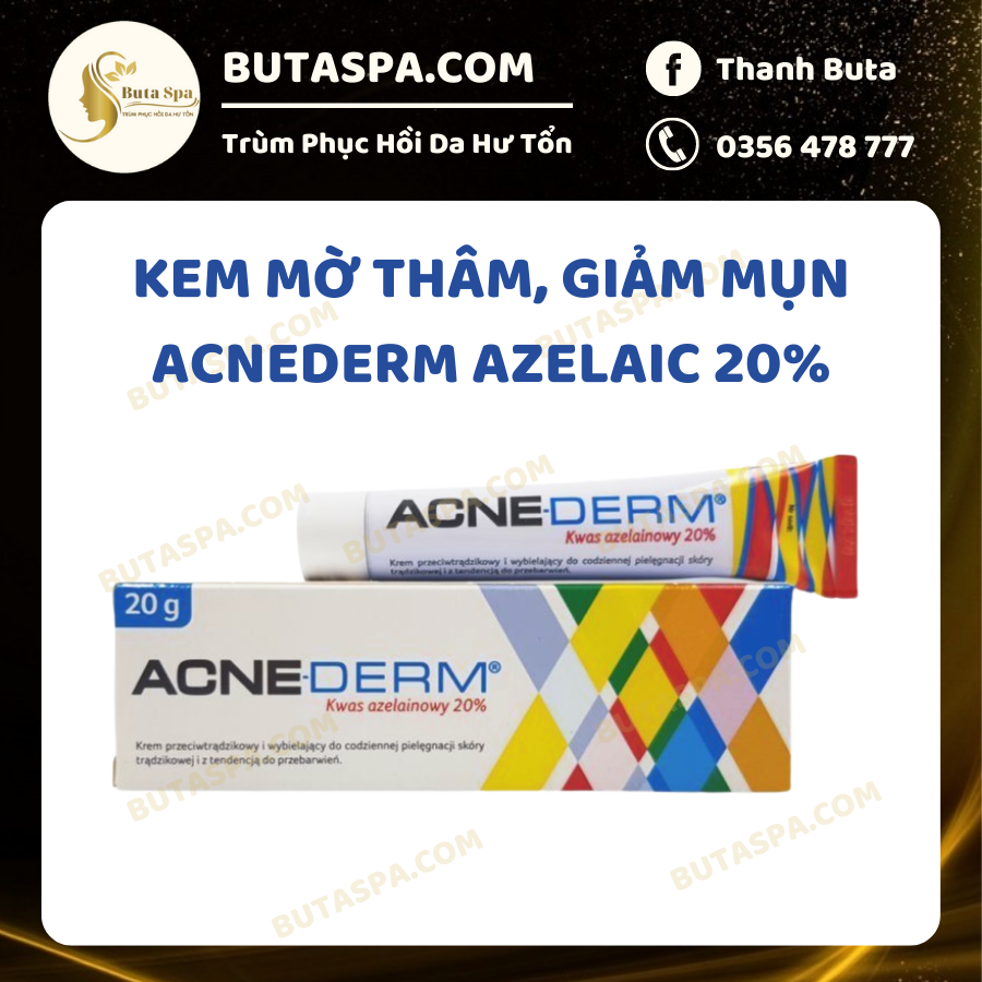 Kem mờ thâm, giảm mụn acnederm azelaic 20% 20g