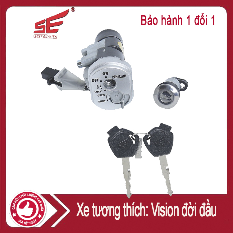Ổ khóa xe máy Vision đời đầu, loại 2 cạnh, bảo hành 6 tháng