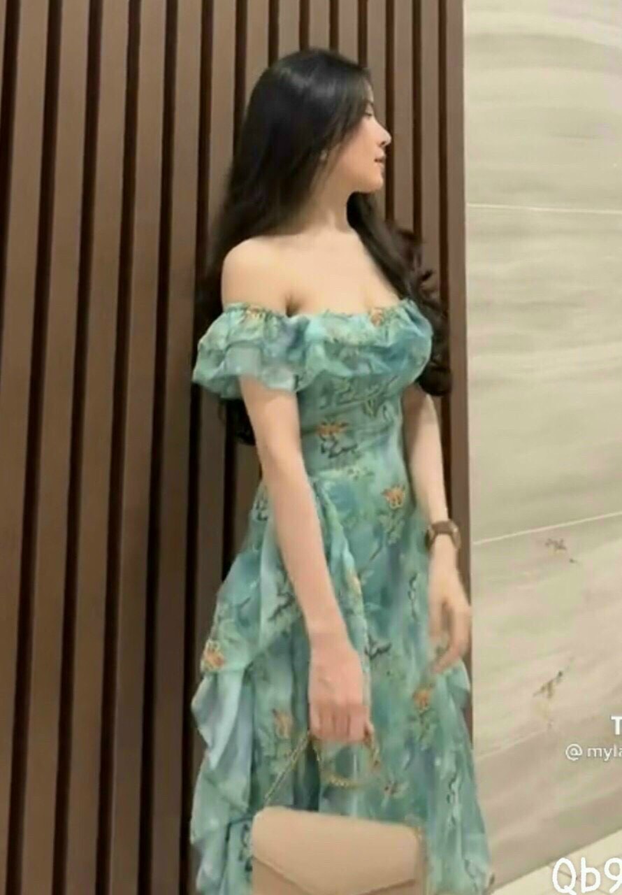 Đầm nữ đầm voan đuôi cá trễ vai - mẫu hot 2021