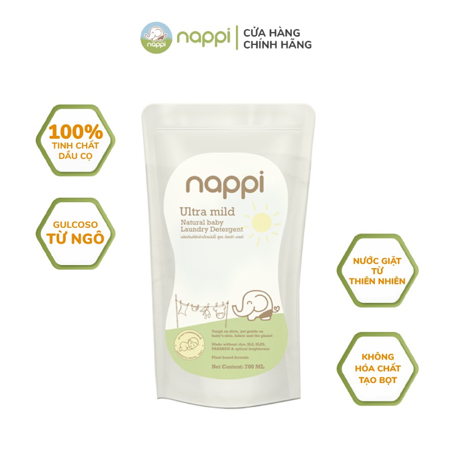 Nước giặt dầu cọ Nappi siêu thơm mềm vải cho bé 700ml