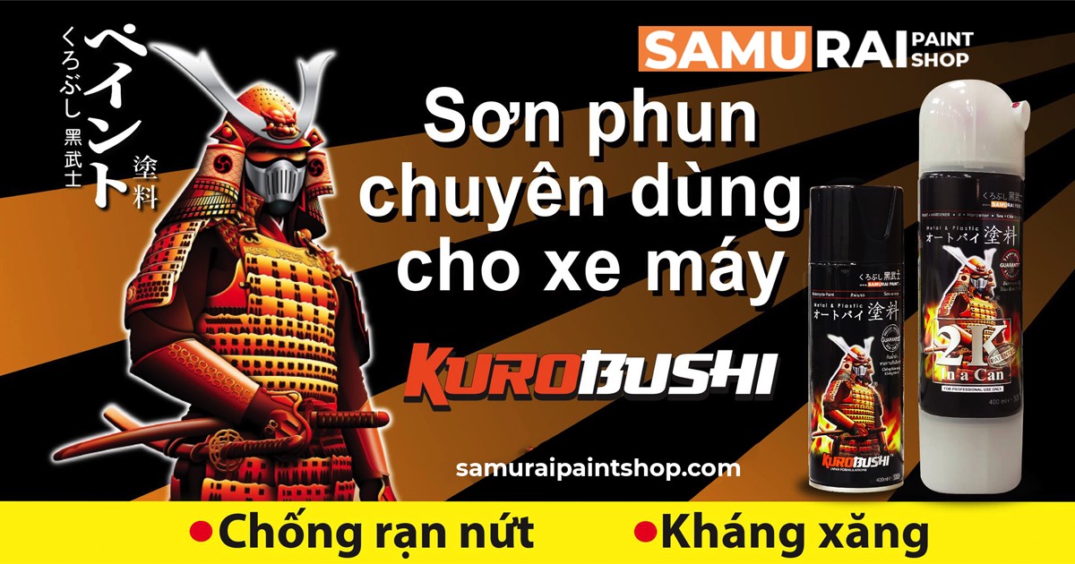 Sơn xịt Samurai đủ loại màu Sơn lót, sơn bóng, sơn chịu nhiệt, sơn pô, sơn chống cháy, sơn xịt xe máy cao cấp