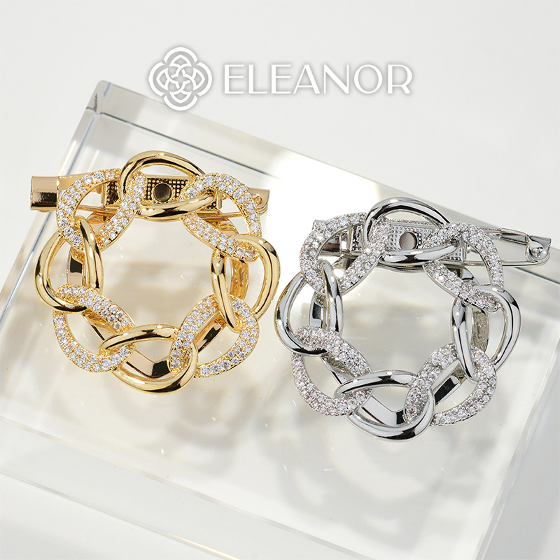 Khuy cài khăn Eleanor Accessories trâm cài khăn mắt xích đính đá phụ kiện thời trang 5202