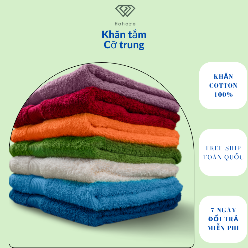 Set 3 khăn tắm nhỡ Songwol size: 40cm x 80cm chất liệu khăn cotton cao cấp khăn dày thấm hút tốt