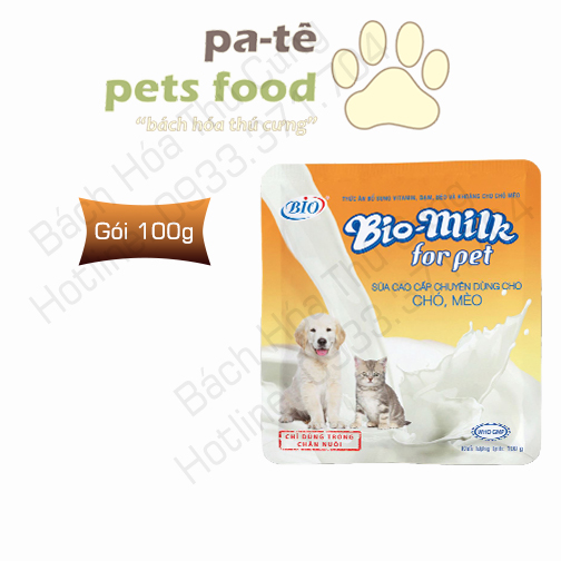 Sữa bột dinh dưỡng cho chó mèo Bio Milk For Pet - Gói 100g