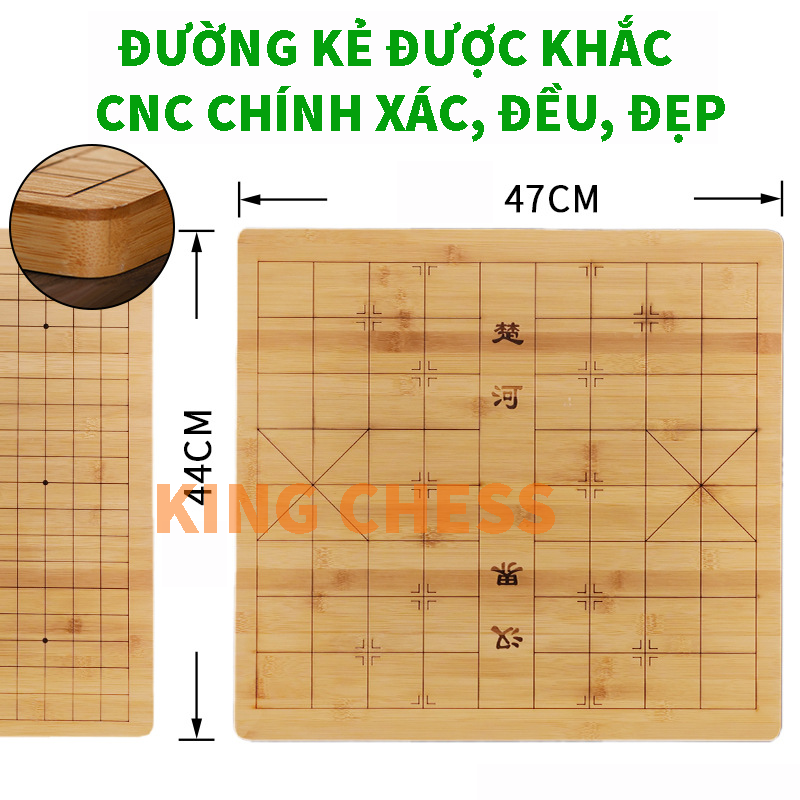 Bàn cờ tướng - cờ vây bằng gỗ trúc góc bo tròn chất lượng