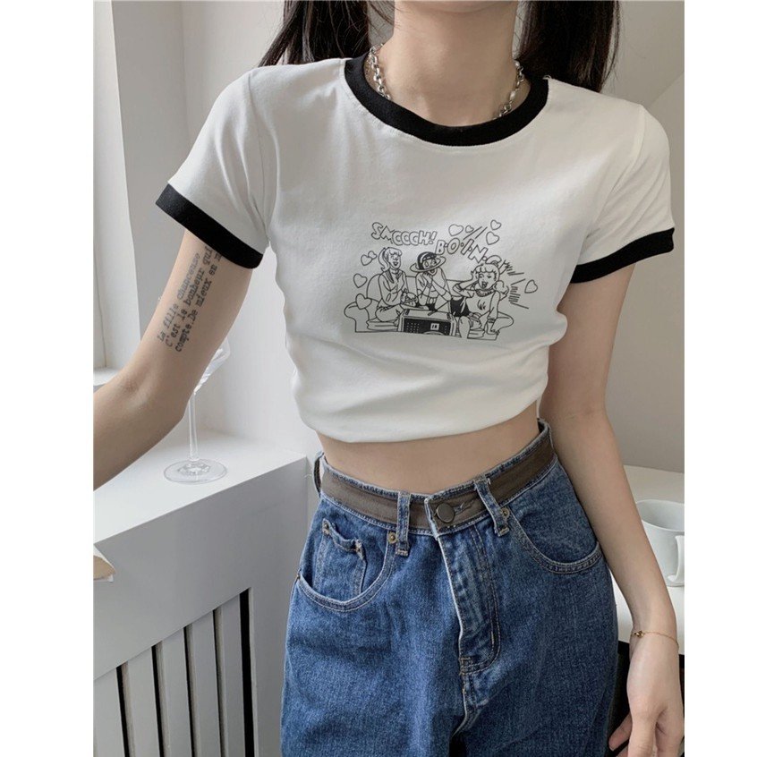 Áo thun croptop Thiết kế với form dễ mặc thoải mái. logo chữ B.o.i.n.g hn