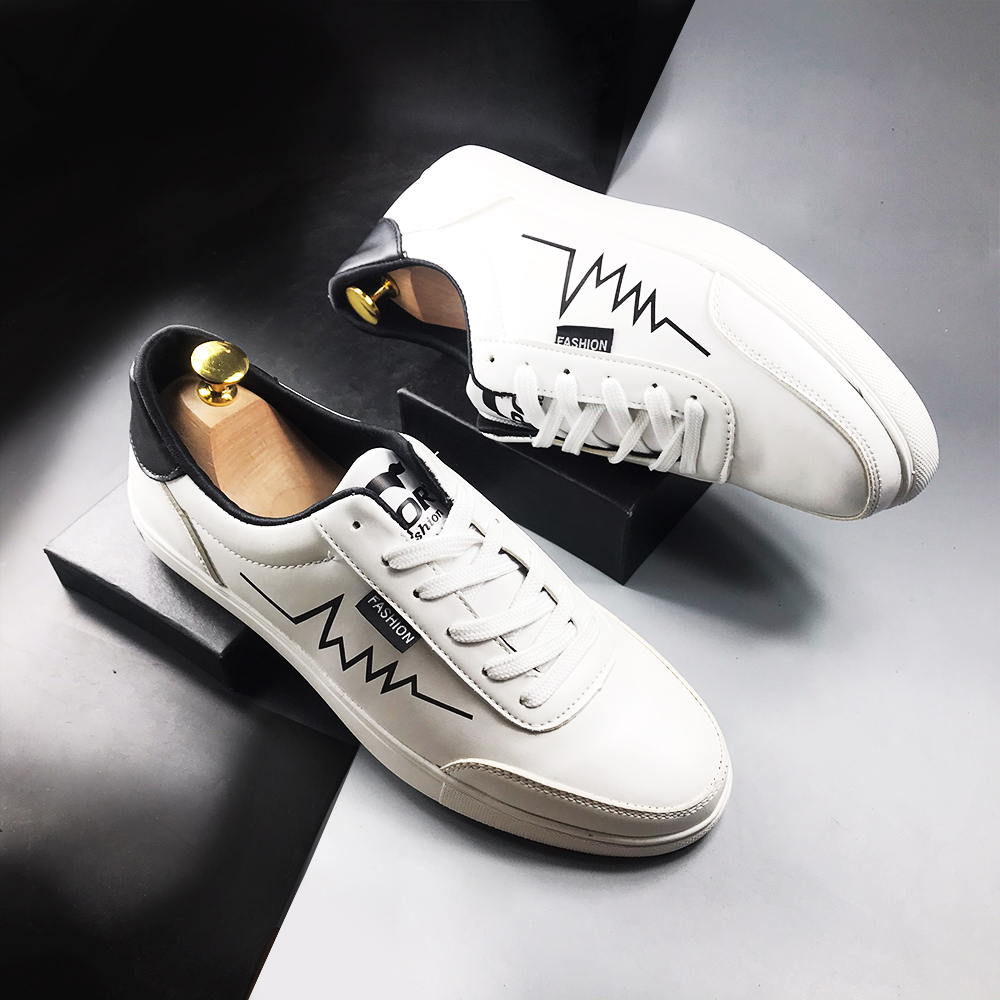 GIÀY THỂ THAO NAM, GIÀY SNEAKER NAM FULL TRẮNG HOA VĂN NHỊP TIM CỰC CHẤT, PHÙ HỢP ĐI HỌC, ĐI CHƠI, GIÀY NAM HÀN QUỐC
