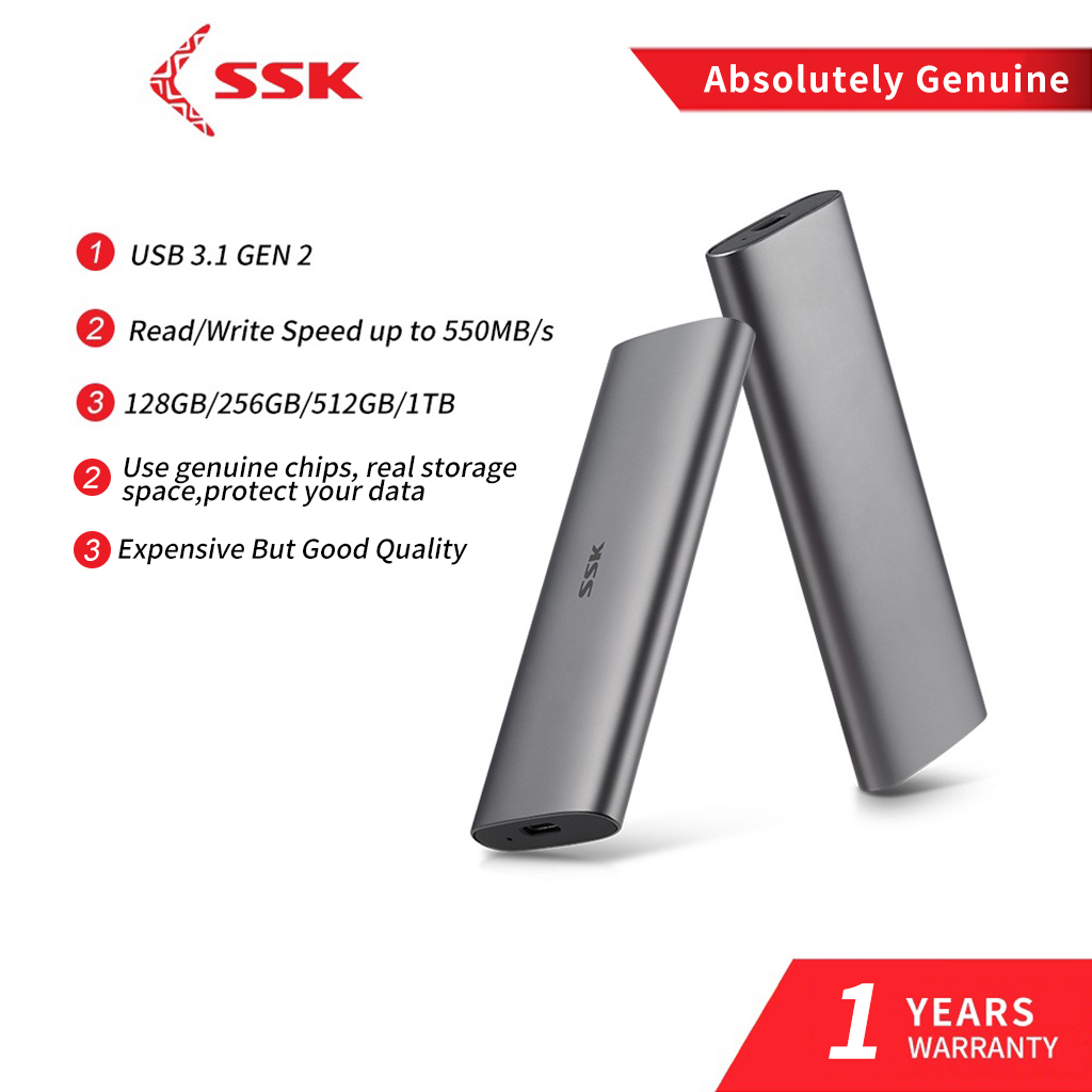 SSK 550MB s SSD Portable External SSD 128G 256G 512G USB3.1 Gen2 External