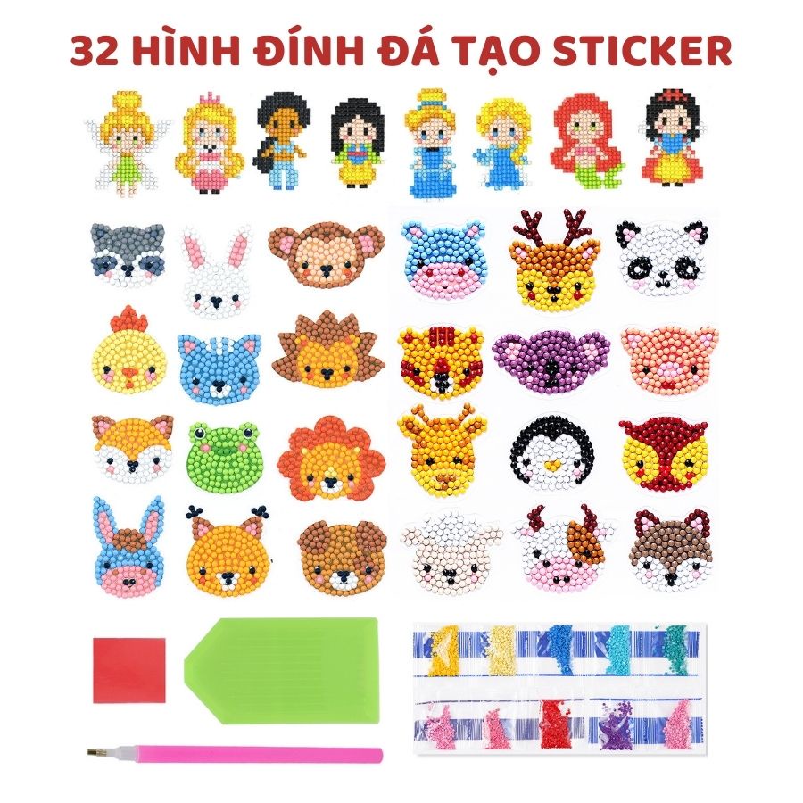 Diy bộ đồ chơi hình dán sticker tranh đính đá mini dành cho các bé