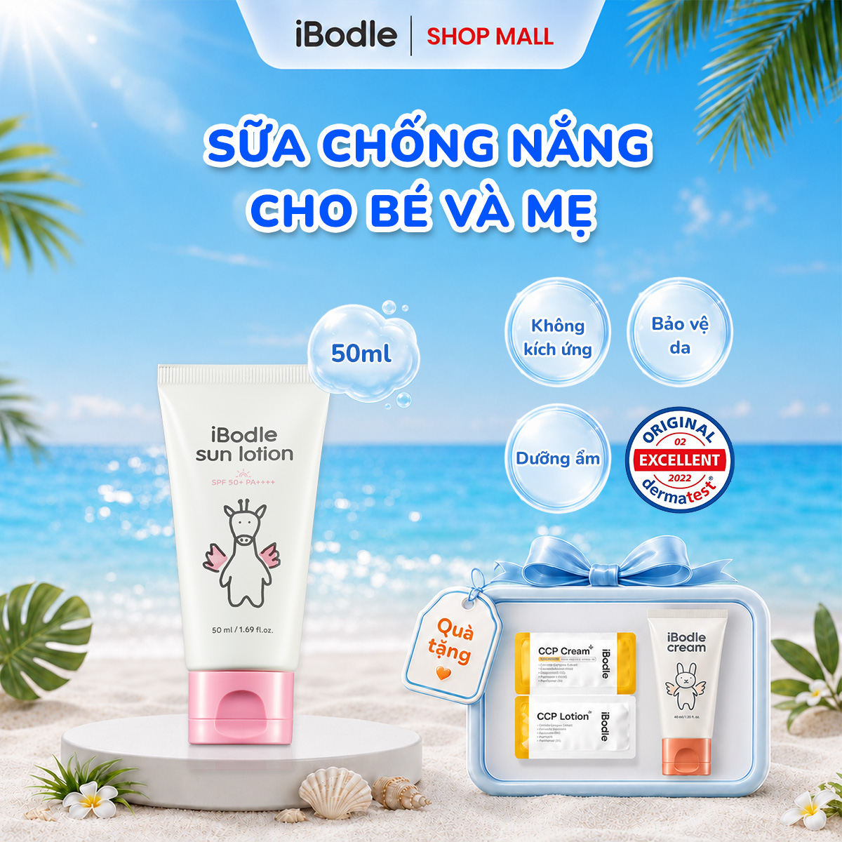 Kem Chống Nắng iBodle Sun Lotion SPF 50+ PA++++ Bảo Vệ Da Bé Khỏi Tia UV (50ml)