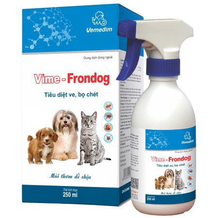 Chai xịt trị ve rận cho chó mèo vime frondog 250ml
