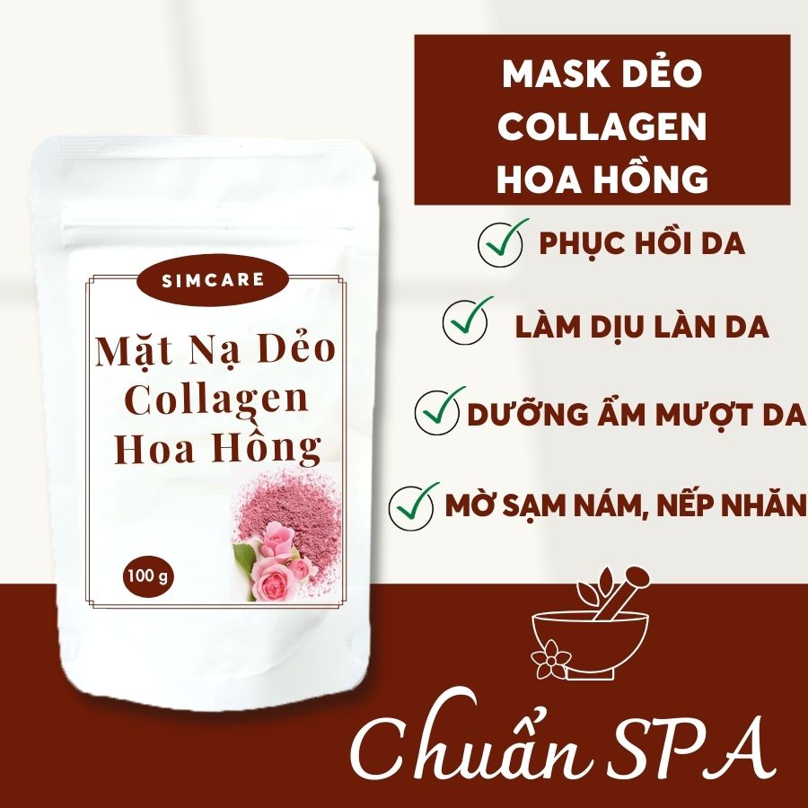 Mặt nạ dẻo collagen hoa hồng cánh - mặt nạ dưỡng da chuẩn spa - gói 100gram