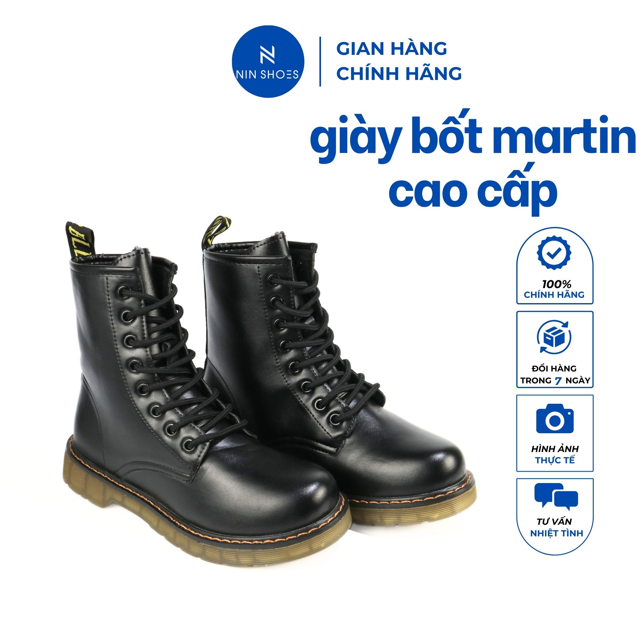 Giày nữ bốt cao cổ thời trang boot nữ cao 2cm chất liệu da mềm chống trơn trượt dễ phối đồ siêu xinh