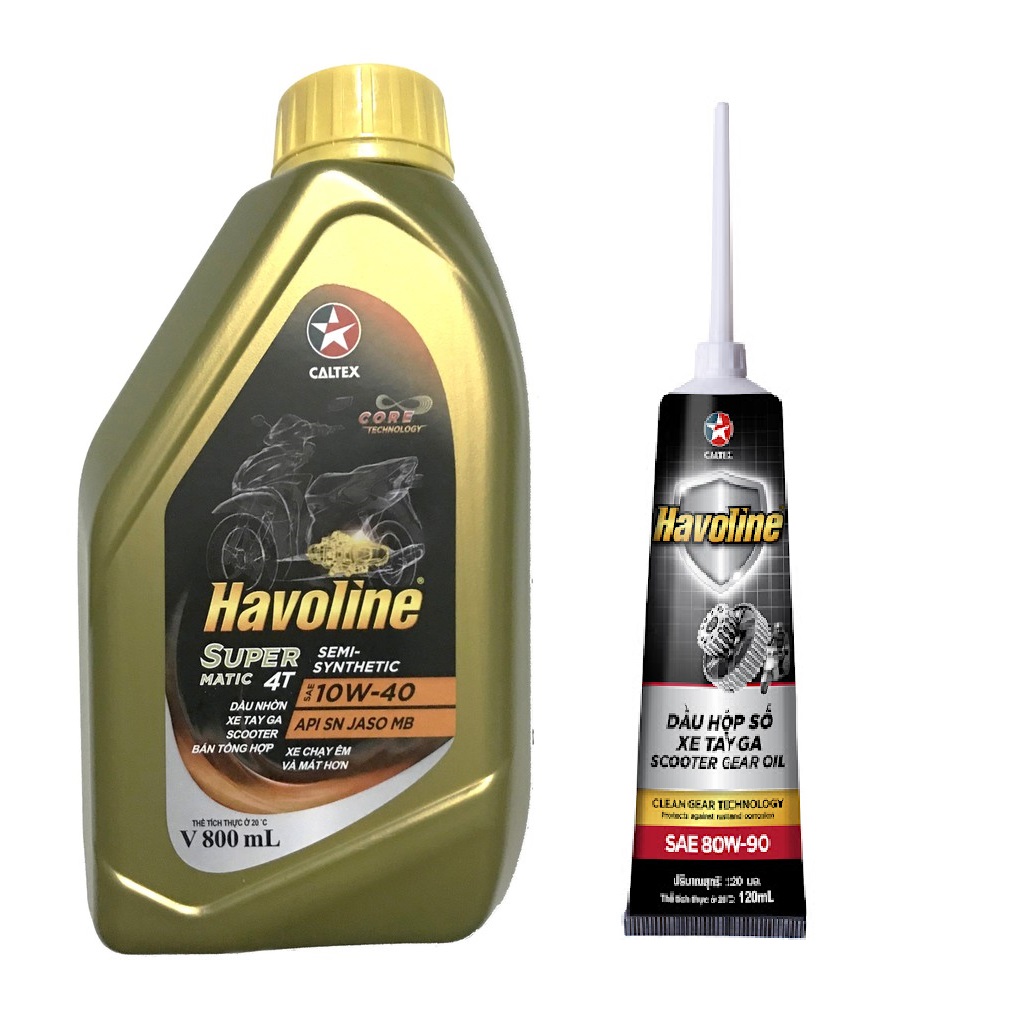 [NHỚT TAY GA]Combo nhớt xe ga Havoline Caltex 10W40, nhớt xe ga Havoline nhớt máy nhớt hộp số mua combo giá tốt-Nhớt máy 800ml+lap-
