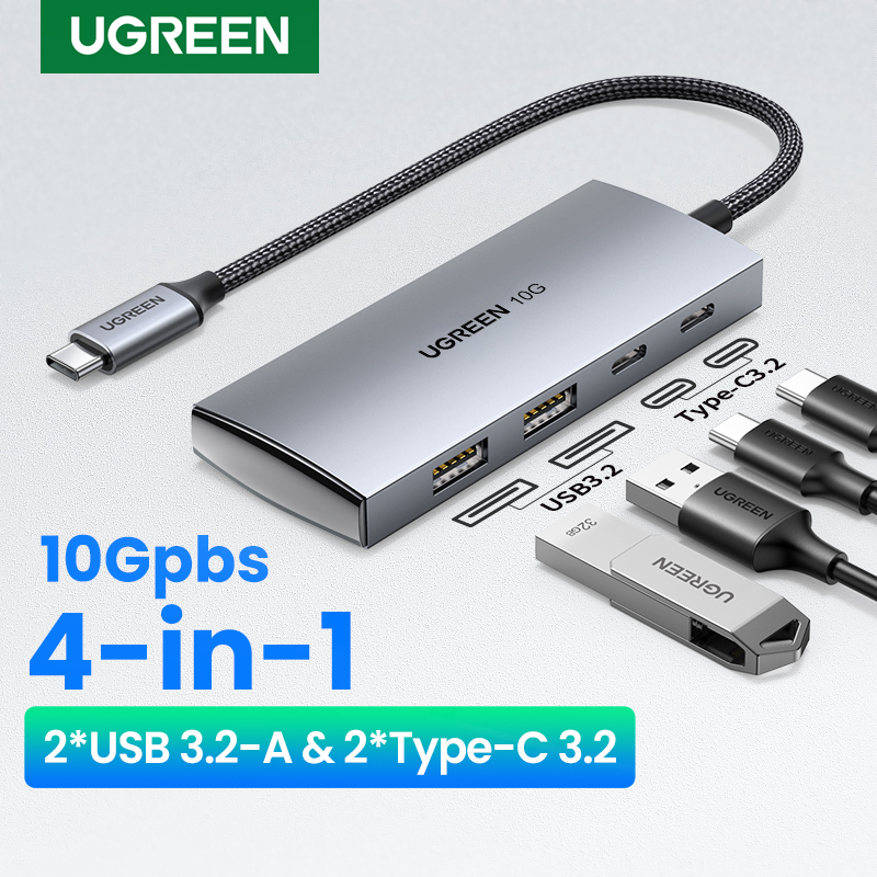 Ugreen usb c hub usb c dongle adapter with 2 usb 3.2-a ports 2 type-c 3.2 ports compatible for macbook pro air, imac, ipad, galaxy s22 s21