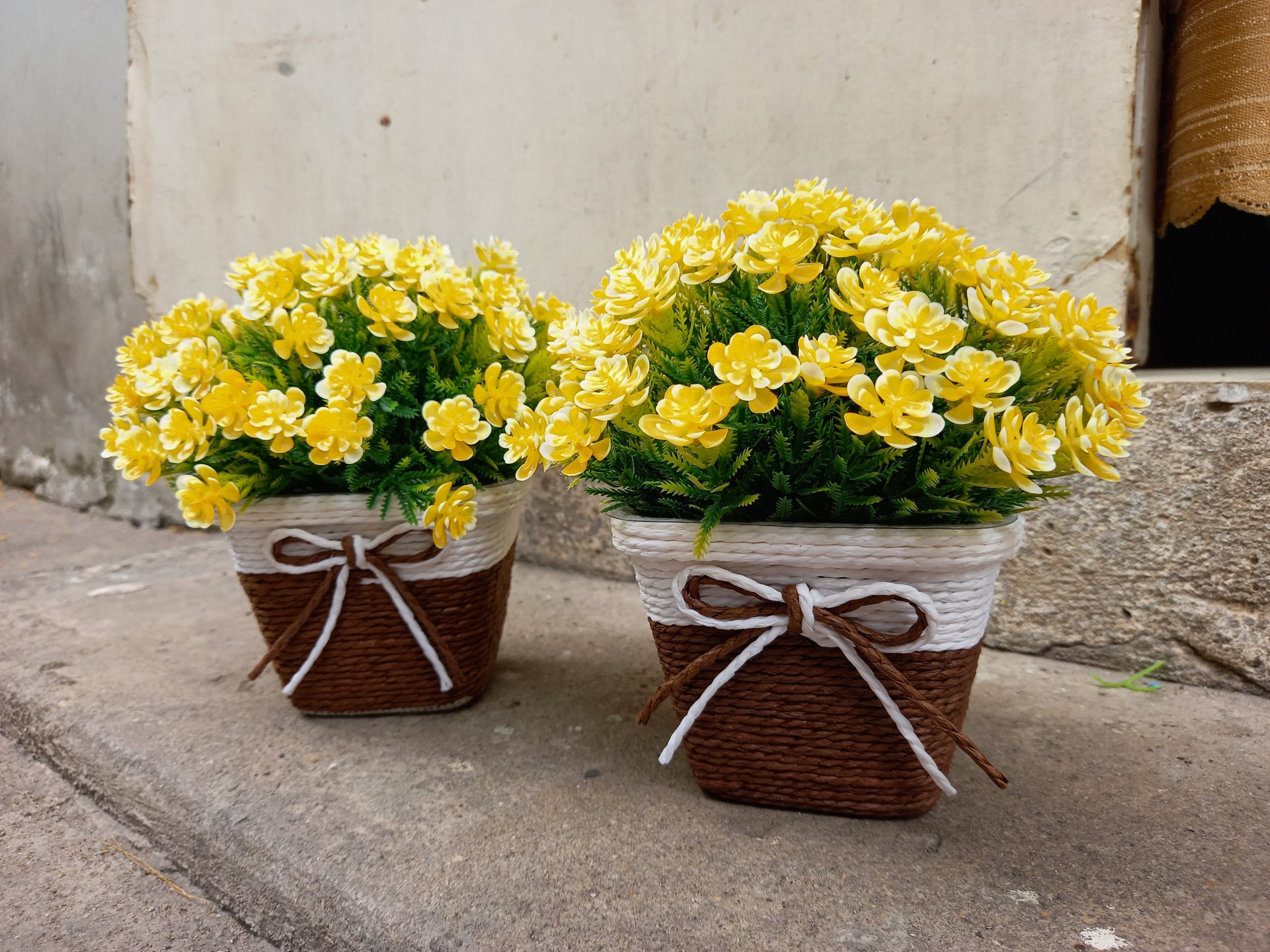 1 Chậu hoa cúc dại mini - Hoa giả - Hương Flower