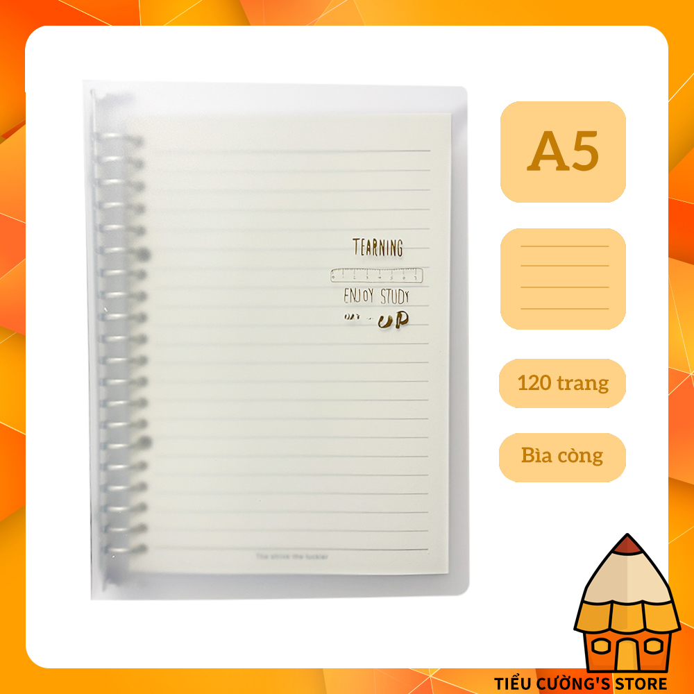 Sổ bìa còng a5 line ngang gáy lò xo 120 trang binder note 170 x 225cm hot trend