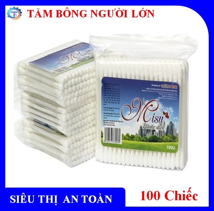 [ COMBO x 02 GÓI ] Tăm bông, bông tai nhập khâu người lớn MISU – Túi 100 cây – Lõi nhựa