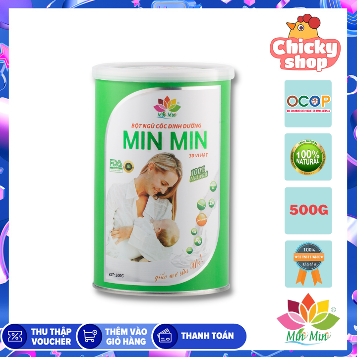 Ngũ cốc lợi sữa MinMin 500g 30 hạt loại Nanocurcumin mẫu mới - Bột ngũ cốc lợi sữa MinMin