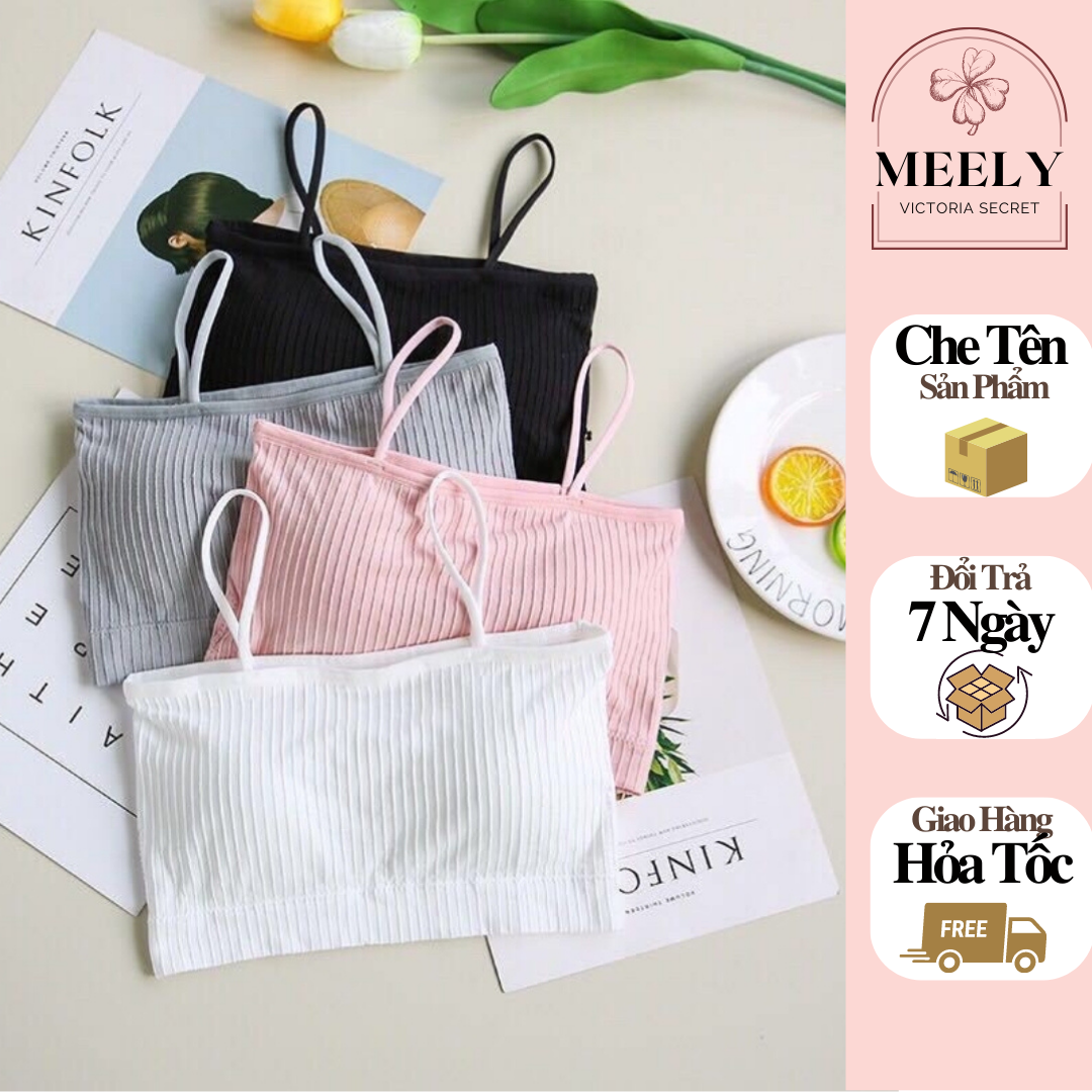Áo Bra 2 Dây Len Tăm Co Giãn Dạng Quây Có Đệm Mút Nâng Ngực Bảng Màu Siêu Basic Dễ Dàng Kết Hợp Phối Đồ - 809