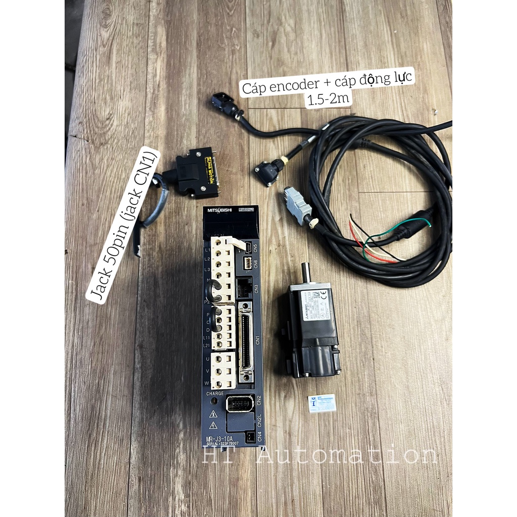 Bộ servo mitsubishi 100w chạy xung mr j3 10a+ hf kp13/ drive motor servo mitsubishi chạy xung 100w