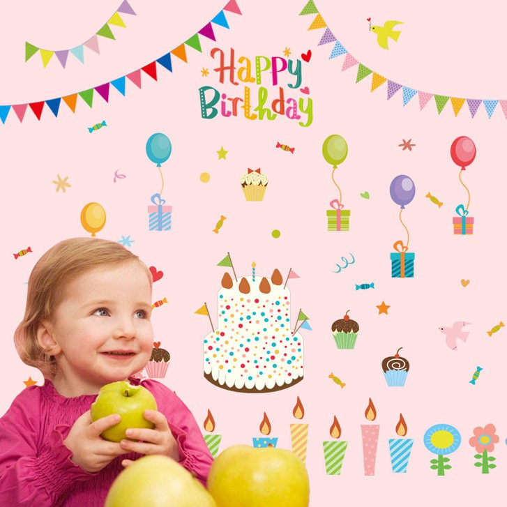 Decal dán tường chúc mừng sinh nhật - happy birthday Tranh dán tường CHÚC MỪNG SINH NHẬT cho bé siêu đáng yêu