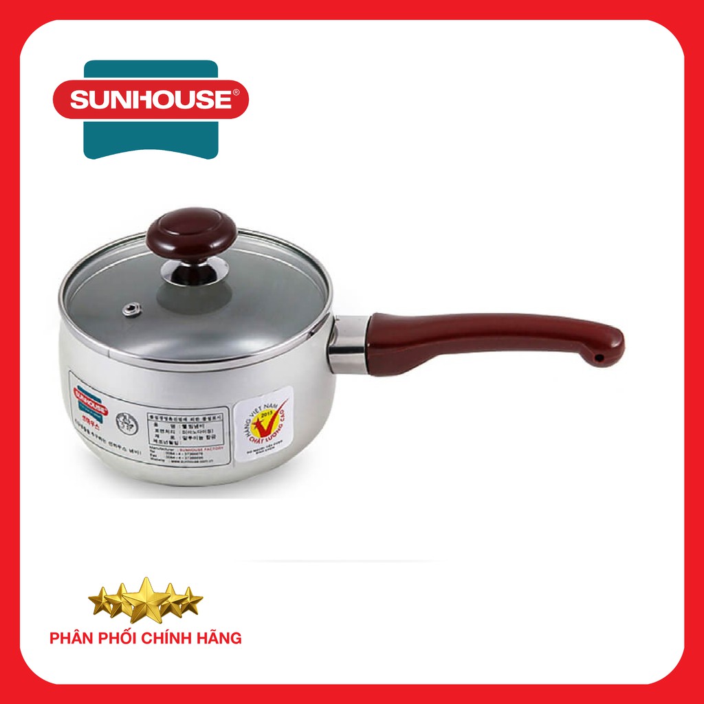 Nồi quấy bột Sunhouse Anod chống dính màu đồng vung kính SH99 - 14M1