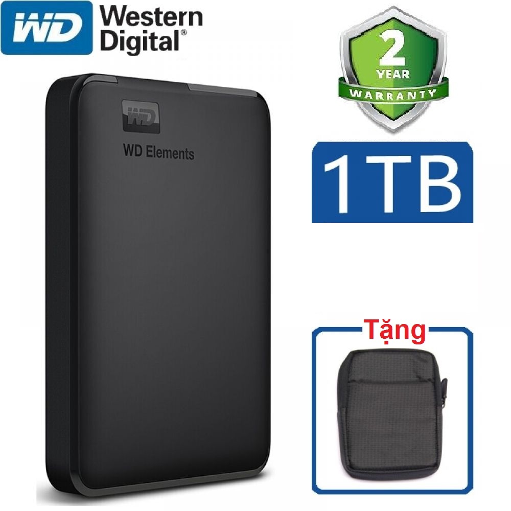 Ổ Cứng Di Động 1TB WD Elements (đen) + Bao vải WD
