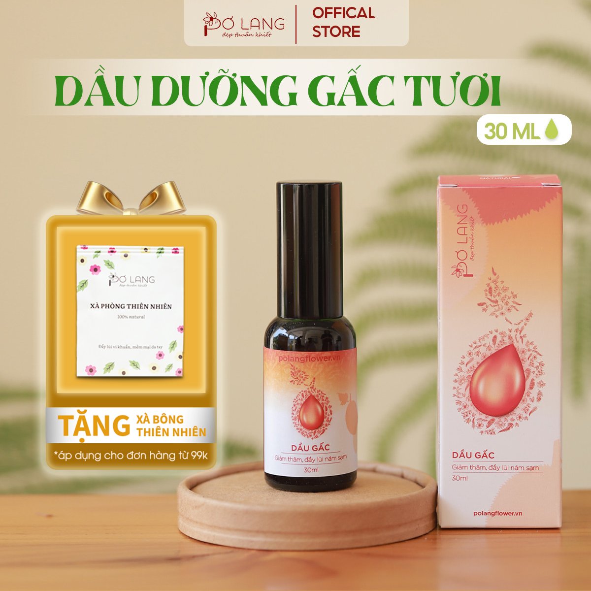 Dầu gấc nguyên chất Pơ Lang 30ml dưỡng sáng da giảm thâm nám