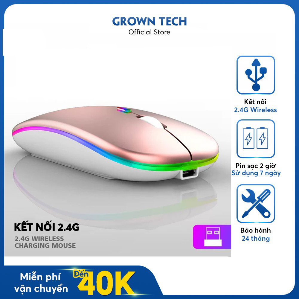 Chuột không dây tự sạc pin GrownTech Inphic M1P không tiếng click sạc 1 lần dùng 4 tuần cho Laptop macbook PC