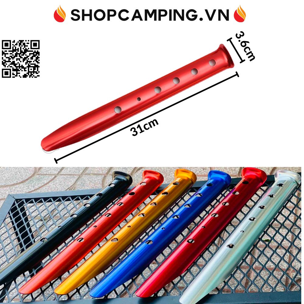 Cọc lều hợp kim nhôm chuyên dùng cắm cát, đất mềm 31cm, cọc gim lều cắm trại dã ngoại Camping VietNam