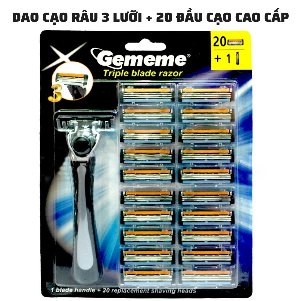 Dao cạo râu, dao cạo râu nam 3 lưỡi, tặng kèm 20 đầu cạo siêu tiện lợi, kiểu dáng đẹp, dễ sử dụng, chất liệu bền bỉ, mua một lần dùng cả năm