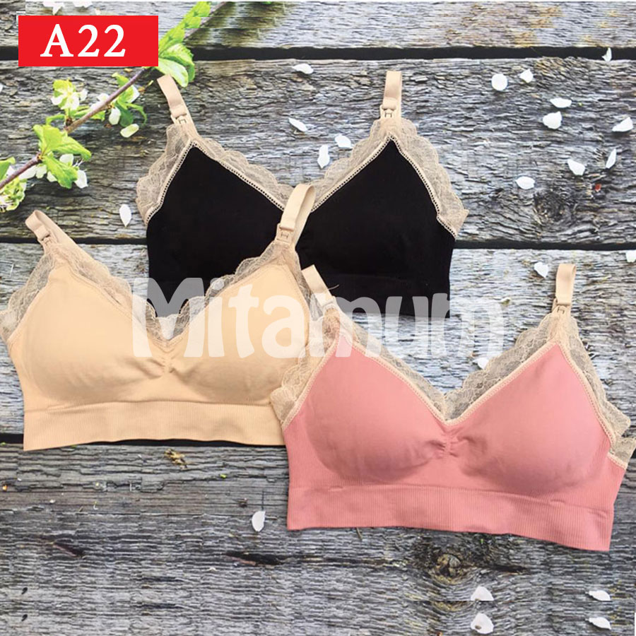 Áo lót ngực bầu cho con bú không gọng nâng ngực chống chảy xệ pha REN đồ lót chip bà bầu bigsize A22