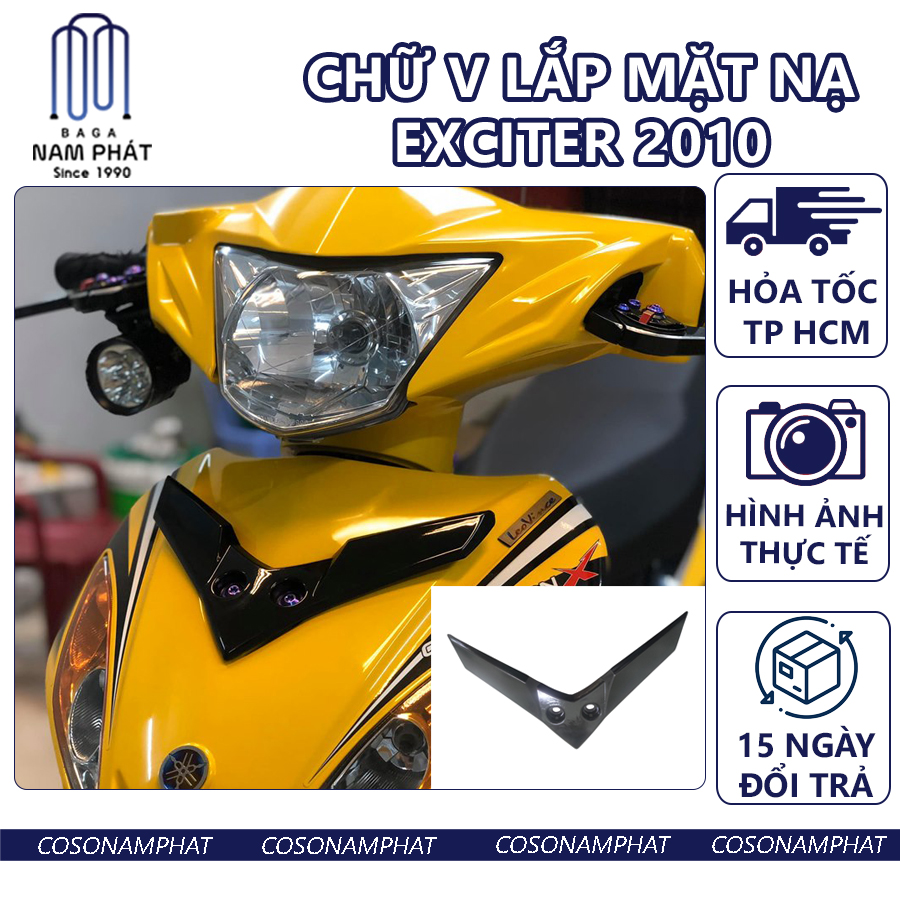 Chữ v gắn mặt nạ trước xe exciter 2010 đen ex2010 ốp ex 2010