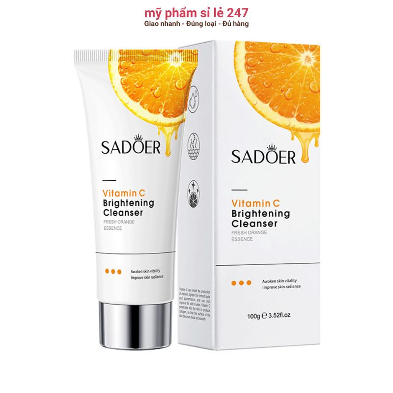 sữa rửa mặt trắng da sadoer Vitamin C 100g Sadoer sữa rửa mặt da dầu mụn Sa301
