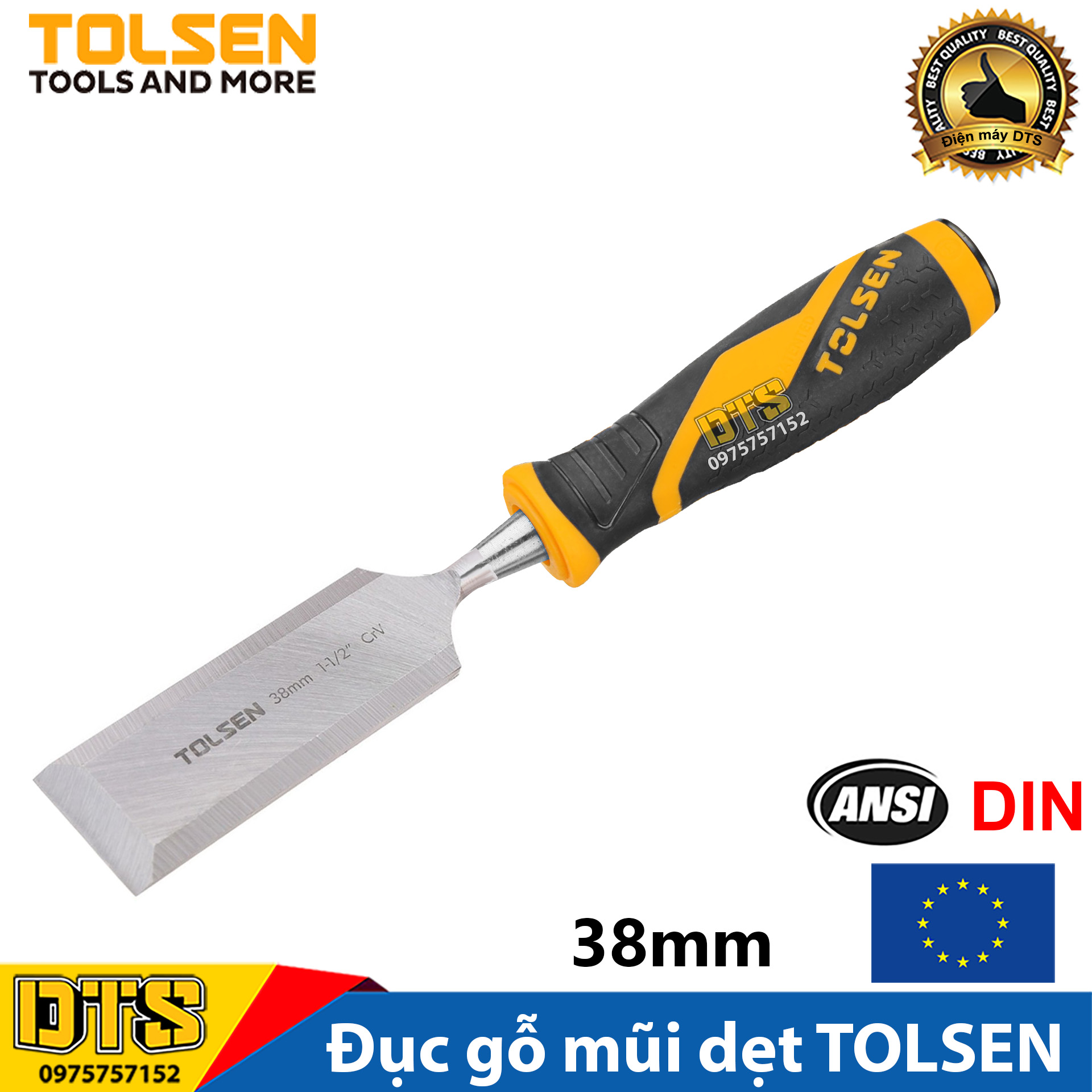 Đục gỗ mũi dẹt cầm tay chuẩn công nghiệp TOLSEN 38mm - Tiêu chuẩn xuất khẩu Châu Âu