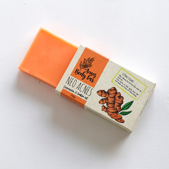Xà Phòng Giảm Mụn Lưng Thiên Nhiên NEO ACNES BAR Nghệ & Tràm Trà (Hộp 75gr) - VN