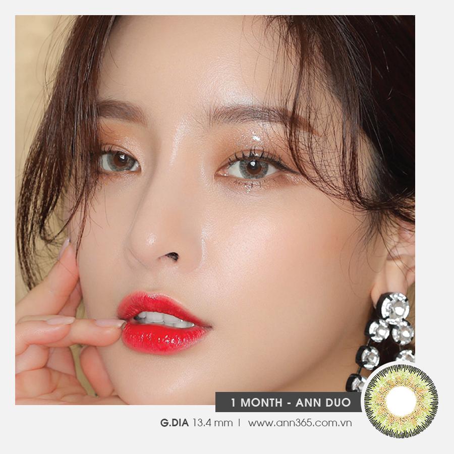 [𝗫𝗮𝗻𝗵 𝗟𝗮́] Lens Cho Mắt Nhạy Cảm Sử Dụng Hằng Ngày Màu Xanh Lính Ann Duo ANN365 Cho Nàng Cá Tính (1 cặp)