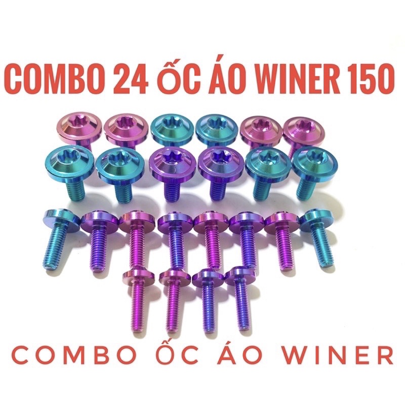 Combo full 24 ốc titan gắn dàn áo honda winner v1 và sonic cực sáng đẹp